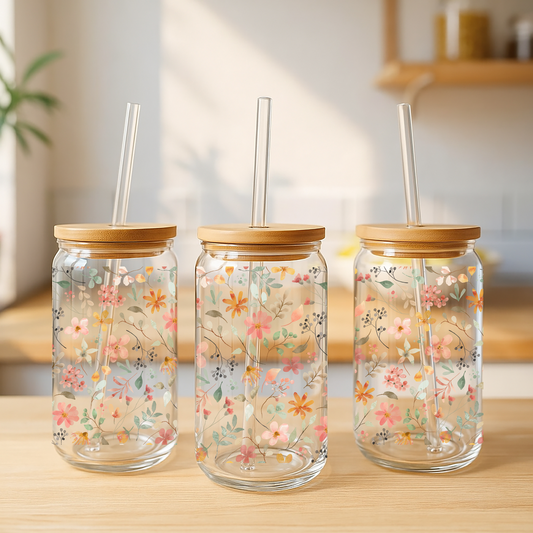 Wildflower Daydream Glass Can Tumbler